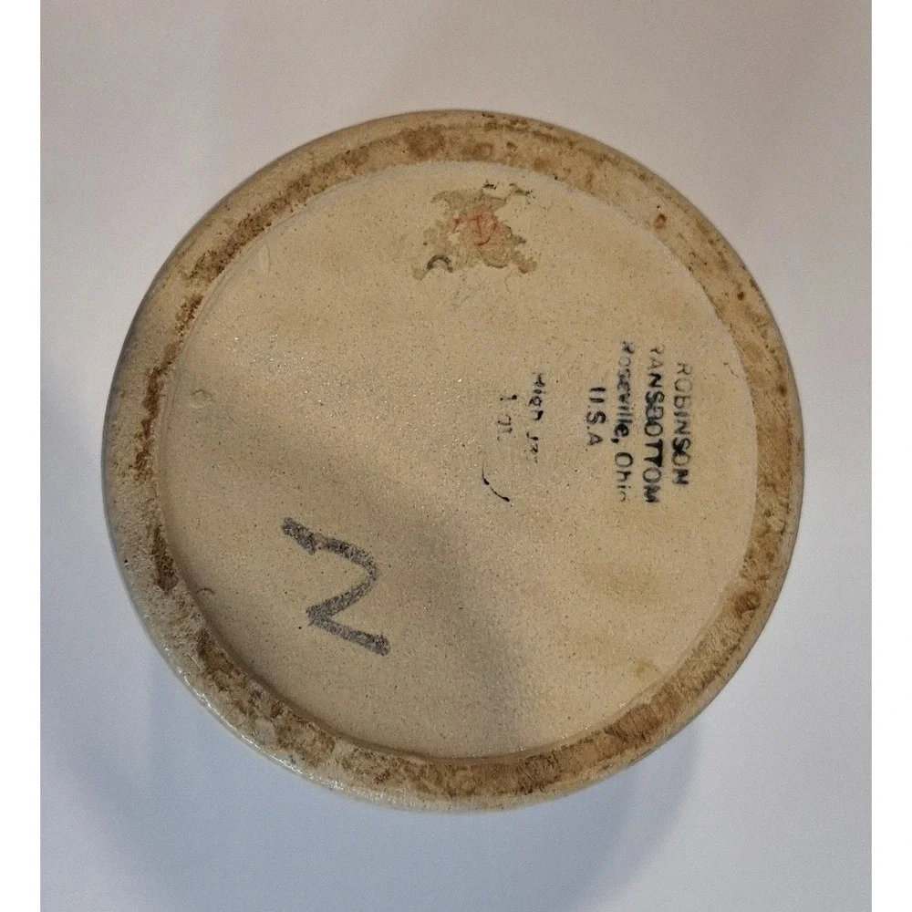 Vtg Robinson Ransbottom Happy Mother's Day Stoneware Crock Bunny Rabbit‎ Pottery